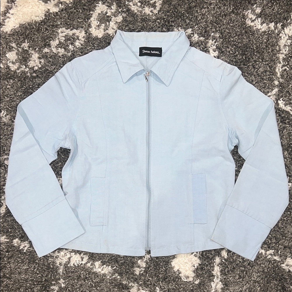 Sharon Anthony Sky Blue Zip-Up Jacket Women’s 10P